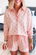 Zoey Pullover Patch Pocket Casual Shorts Set Pink or Khaki Outfit  Indie & Co. Ladies polka dot