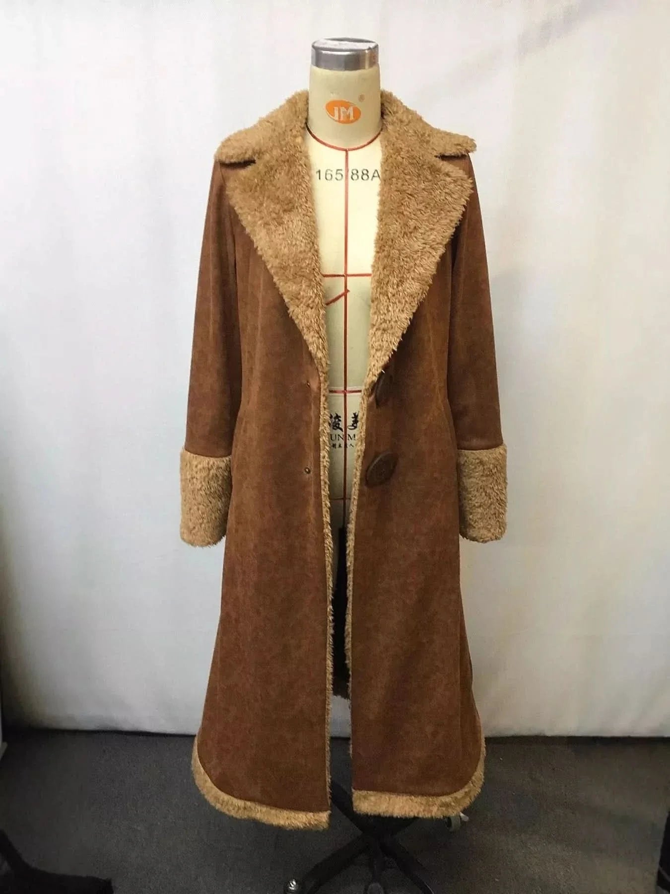 Vintage Faux Fur Trim Longline Coat For Women Regular and Plus