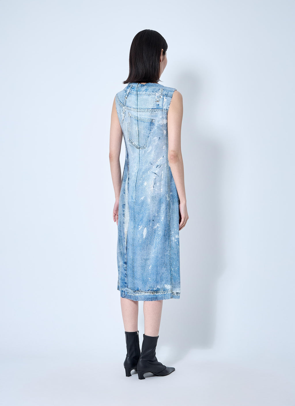 Acne Studios ladies Printed Sequin Midi Dress light blue looks like denim
