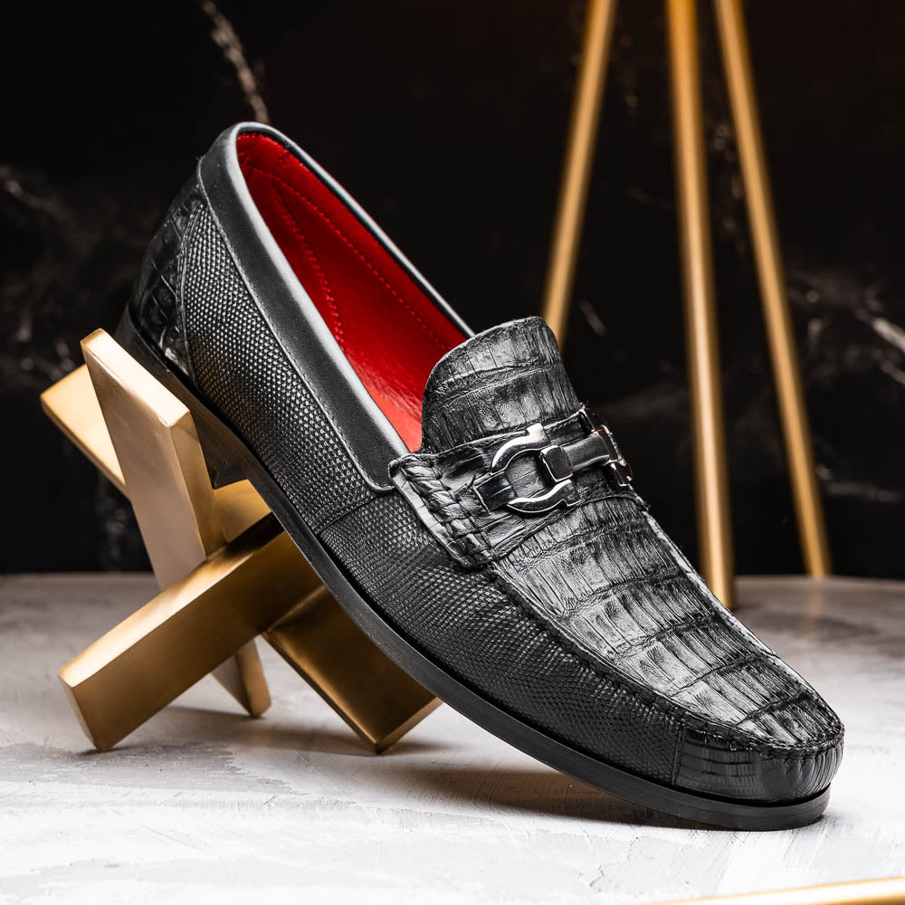 Adro Milano men's Caiman & Lizard skin bit loafers shoes casual dress