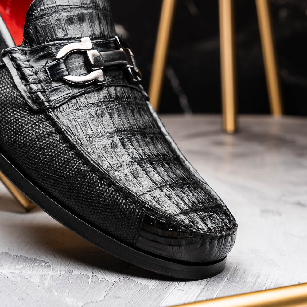 Adro Milano men's Caiman & Lizard skin bit loafers shoes casual dress