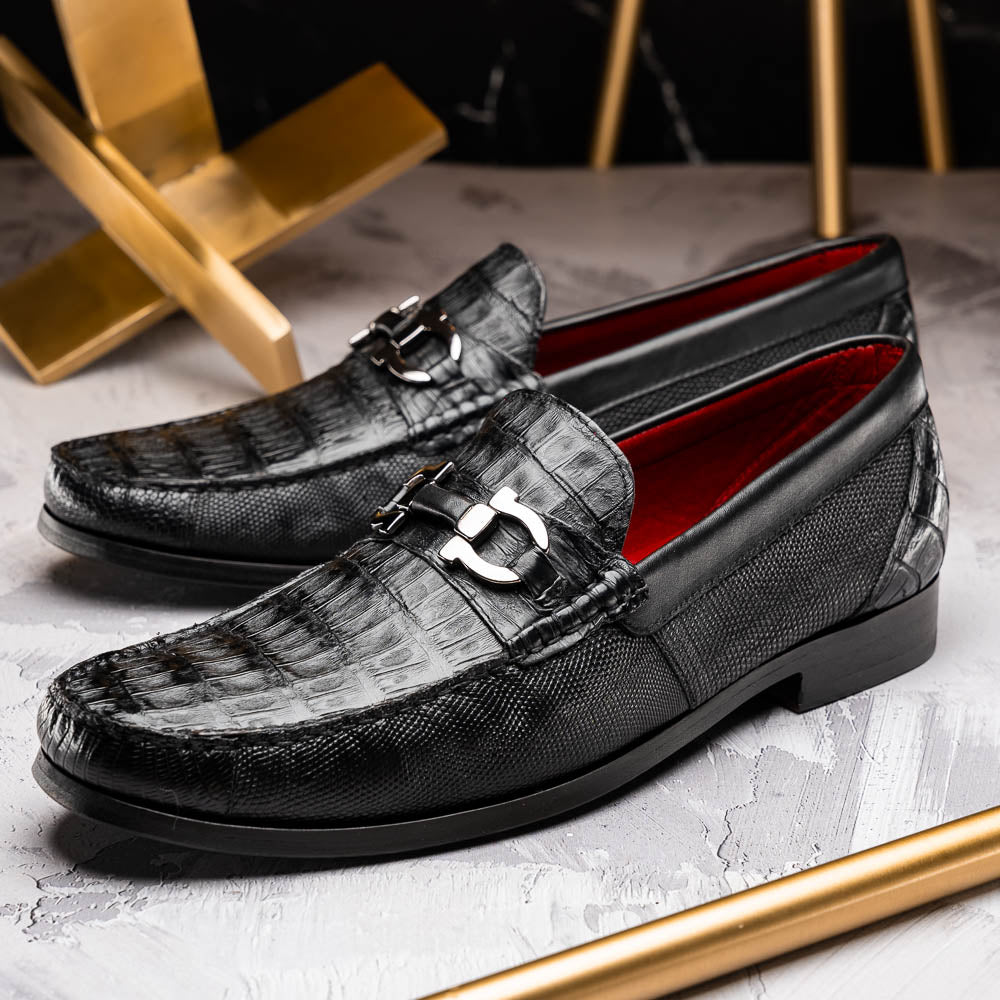 Adro Milano men's Caiman & Lizard skin bit loafers shoes casual dress