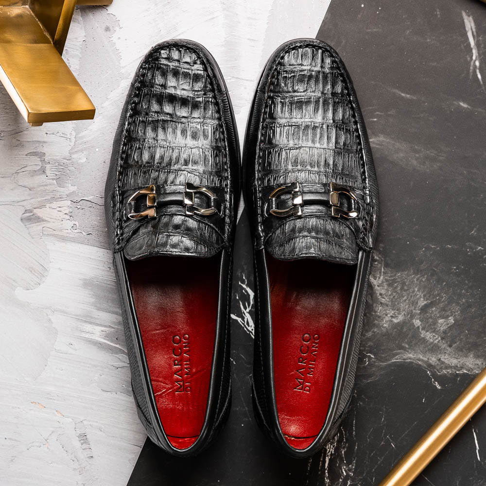 Adro Milano men's Caiman & Lizard skin bit loafers shoes casual dress