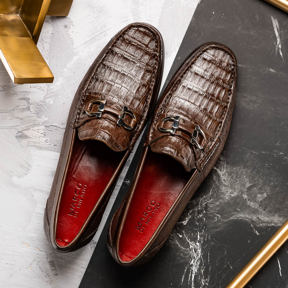 Adro Milano men's Caiman and lizard bit loafers tassels shoes casual dress