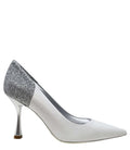 Alena White/Silver High Heel Glitter Pumps Madison Maison Beverly Hills Italy