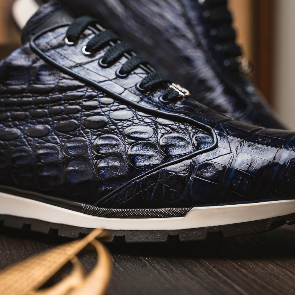 Alonzo Navy genuine Caiman skin sneakers shoes Milano men's
