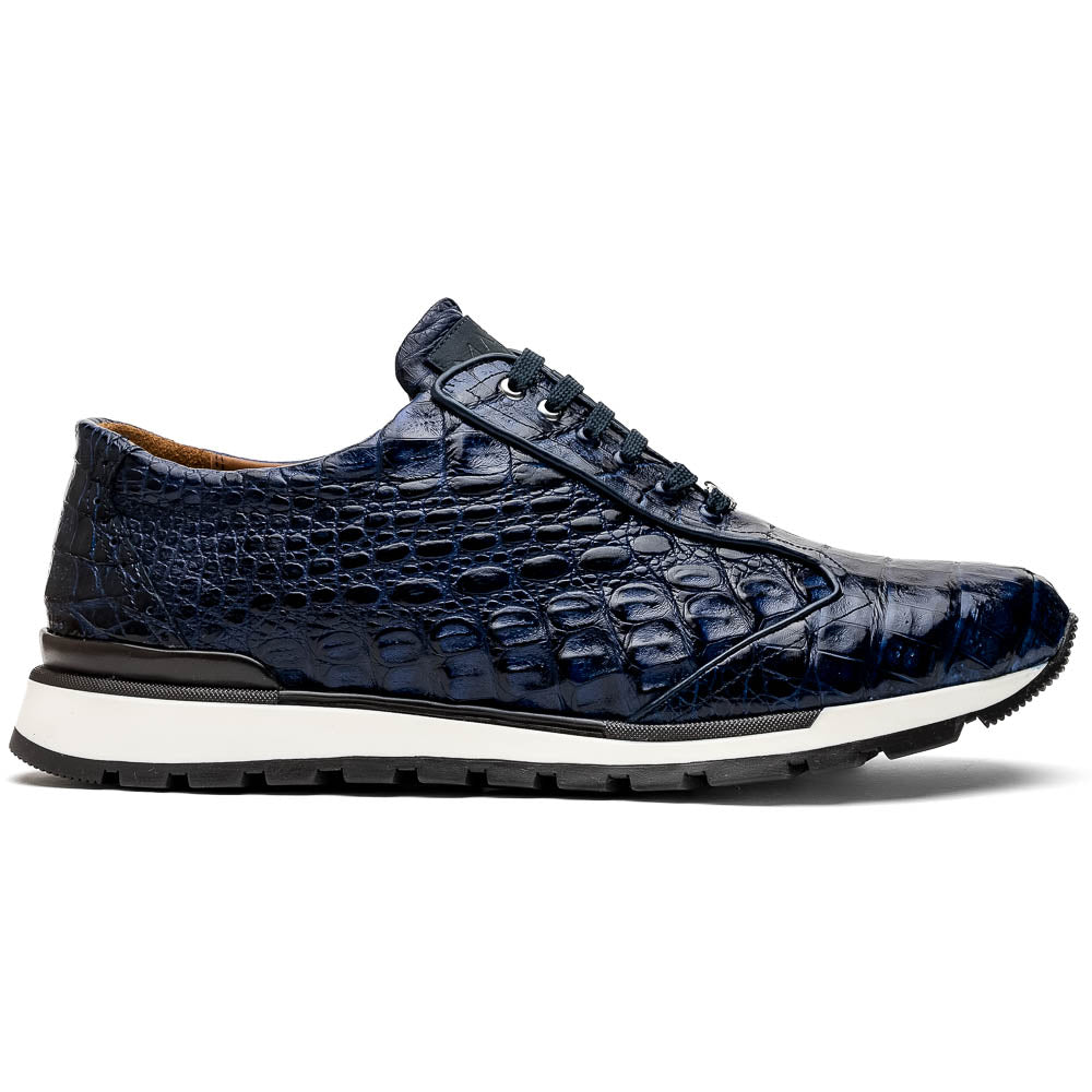 Alonzo Navy genuine Caiman skin sneakers shoes Milano men's