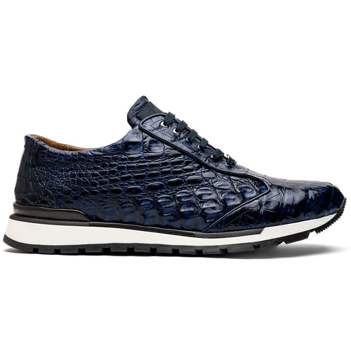 Alonzo Navy genuine Caiman skin sneakers shoes Milano men's
