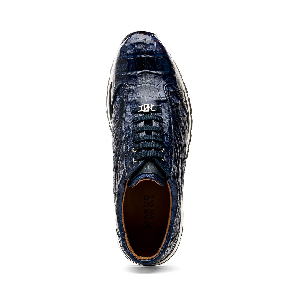 Alonzo Navy genuine Caiman skin sneakers shoes Milano men's