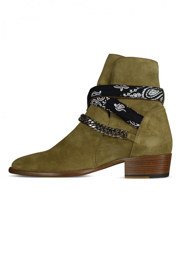Amiri Men's Boots shoes Bandana Buckle suede anklechain