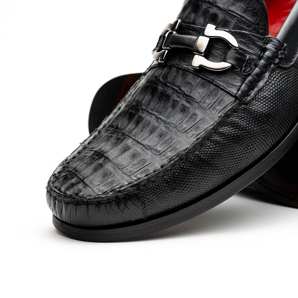 Adro Milano men's Caiman & Lizard skin bit loafers shoes casual dress