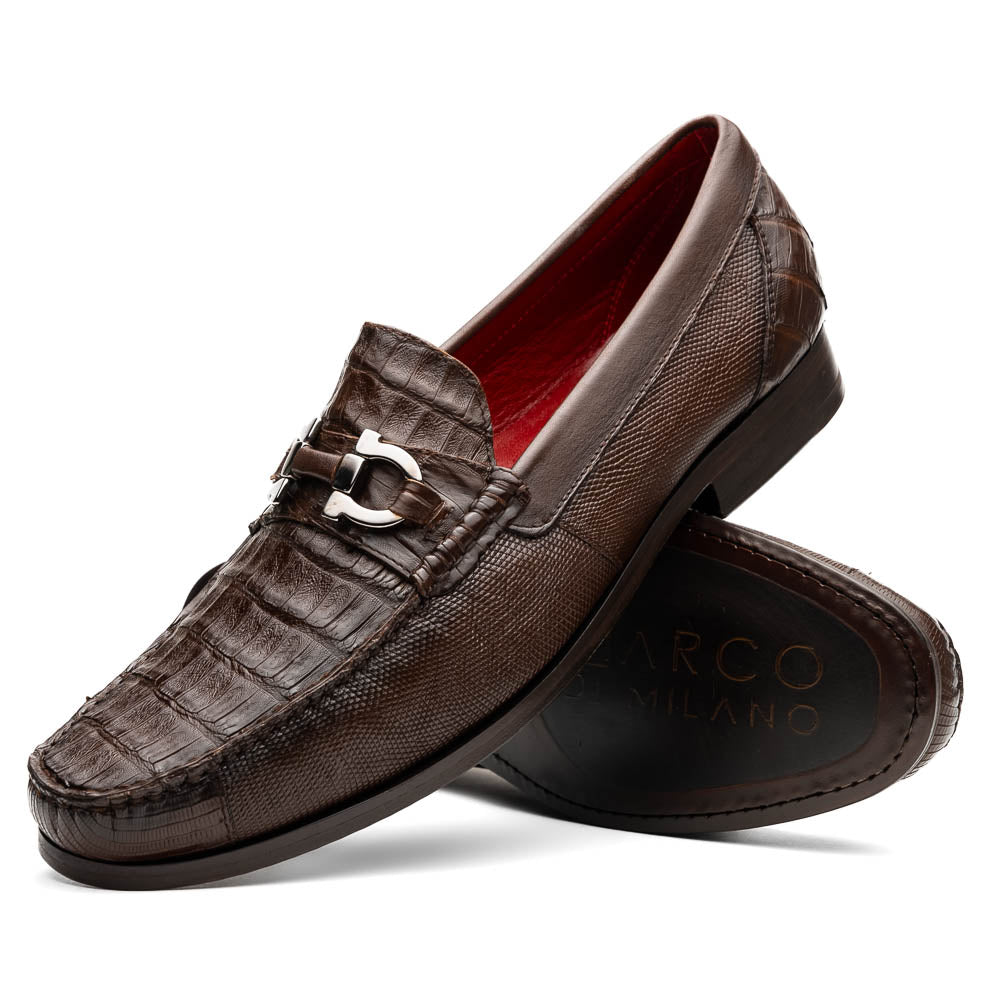 Adro Milano men's Caiman and lizard bit loafers tassels shoes casual dress