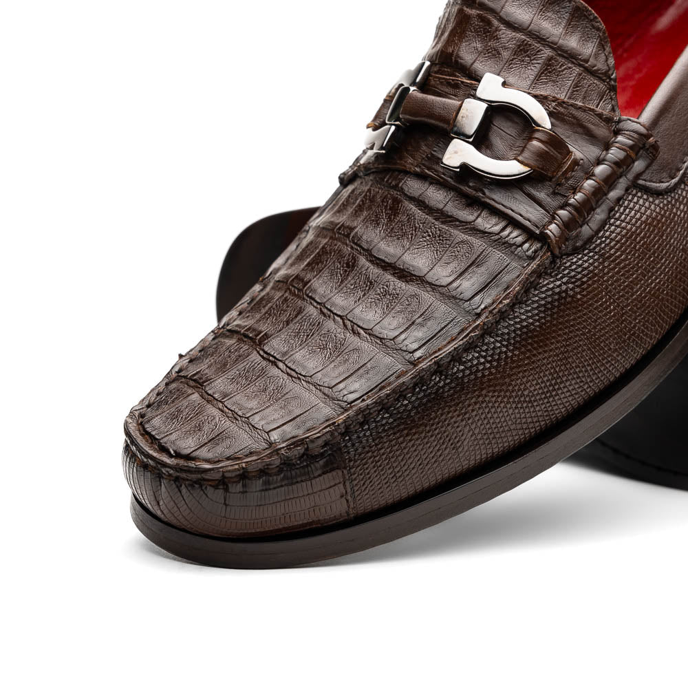 Adro Milano men's Caiman and lizard bit loafers tassels shoes casual dress
