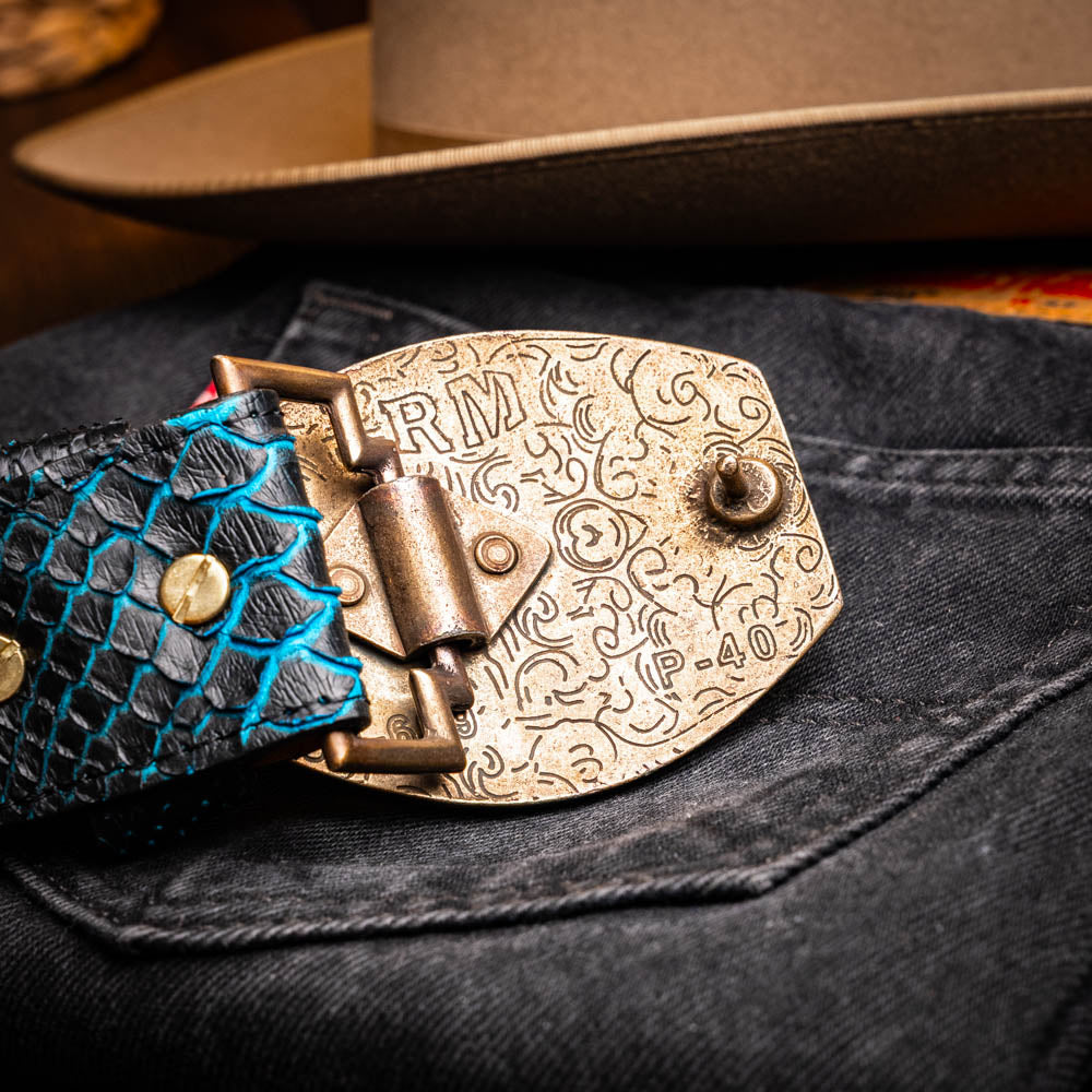 Marco di Milano Arkansas python skin Belt Black / Blue