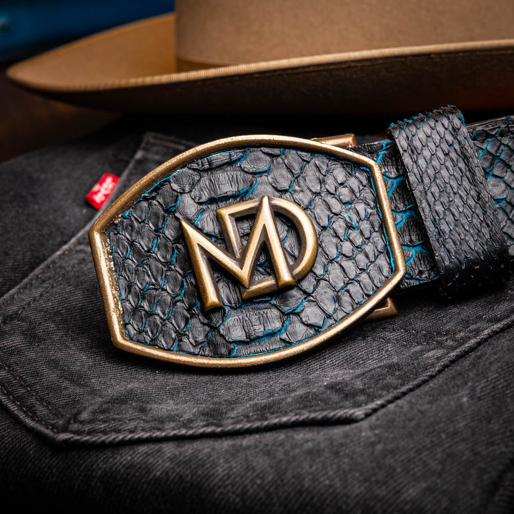 Marco di Milano Arkansas python skin Belt Black / Blue
