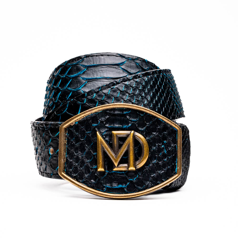 Marco di Milano Arkansas python skin Belt Black / Blue