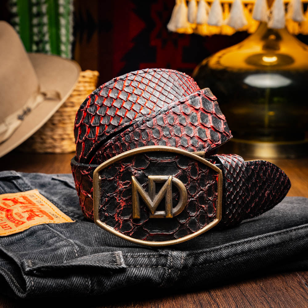Marco di Milano Arkansas genuine Python snake Belt Black Cherry