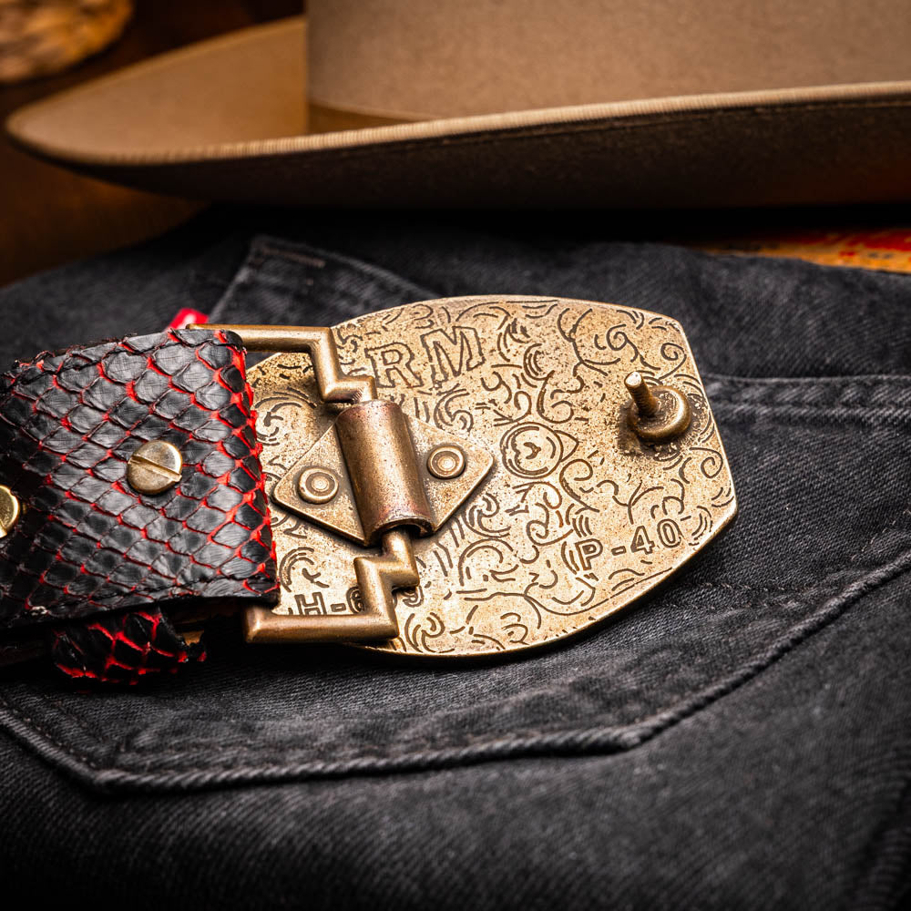 Marco di Milano Arkansas genuine Python snake Belt Black Cherry