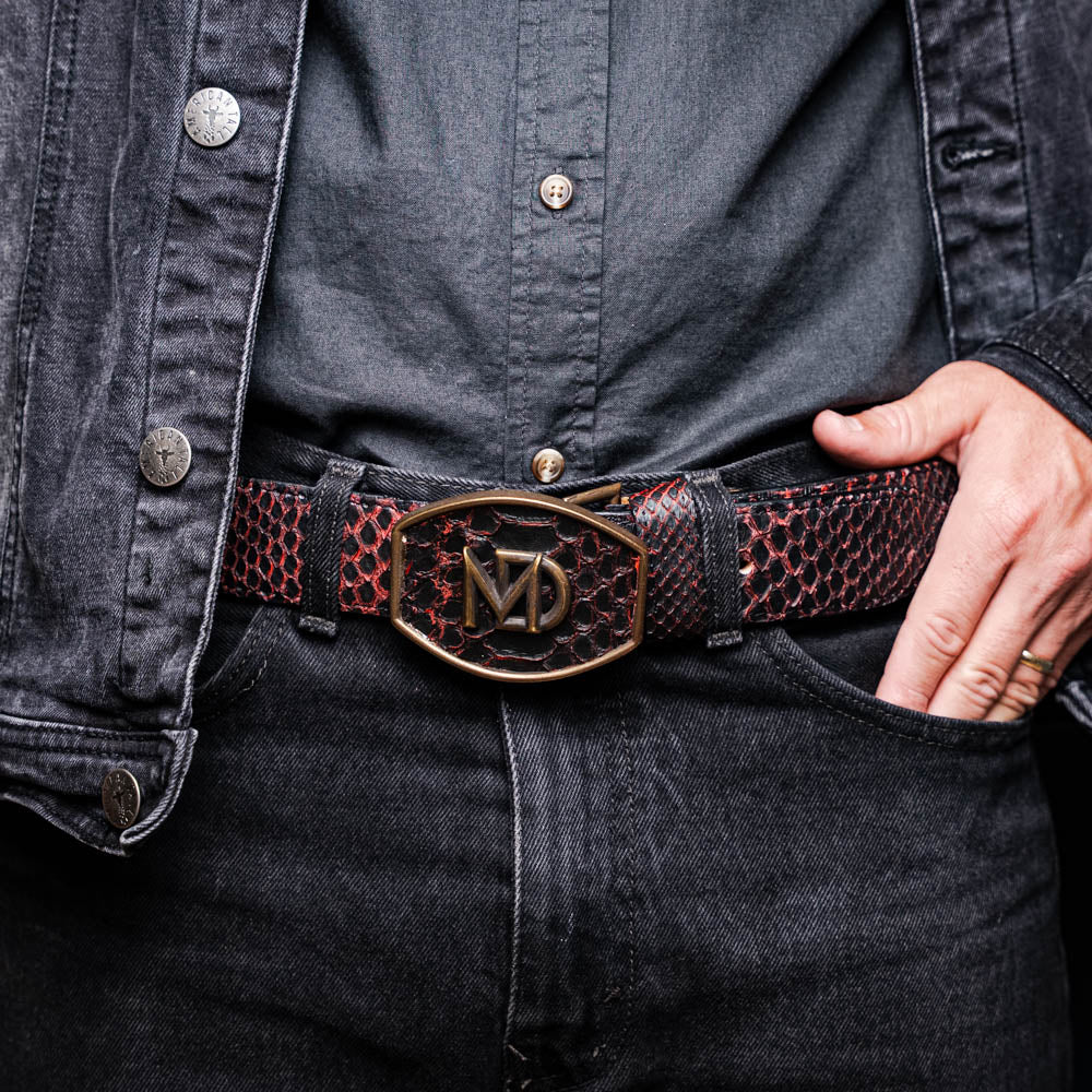 Marco di Milano Arkansas genuine Python snake Belt Black Cherry