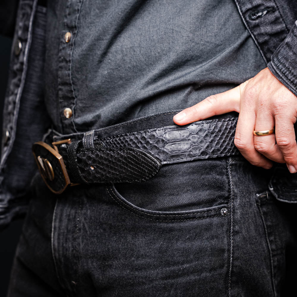 Marco di Milano Arkansas python skin Belt Black