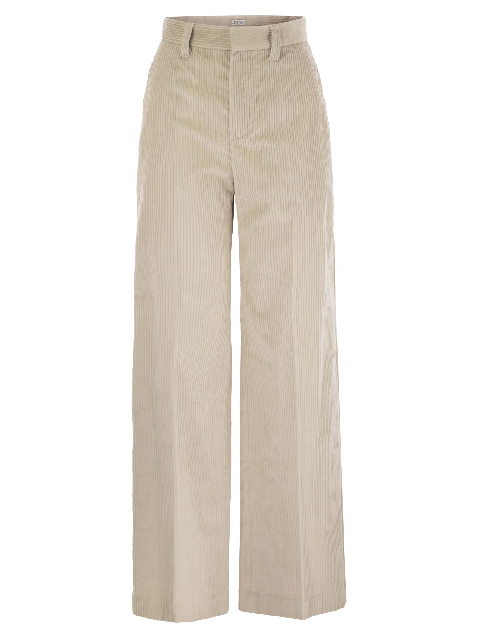 Brunello Cucinelli ladies Fluid Corduroy Sartorial Track Trousers wide leg cords pants