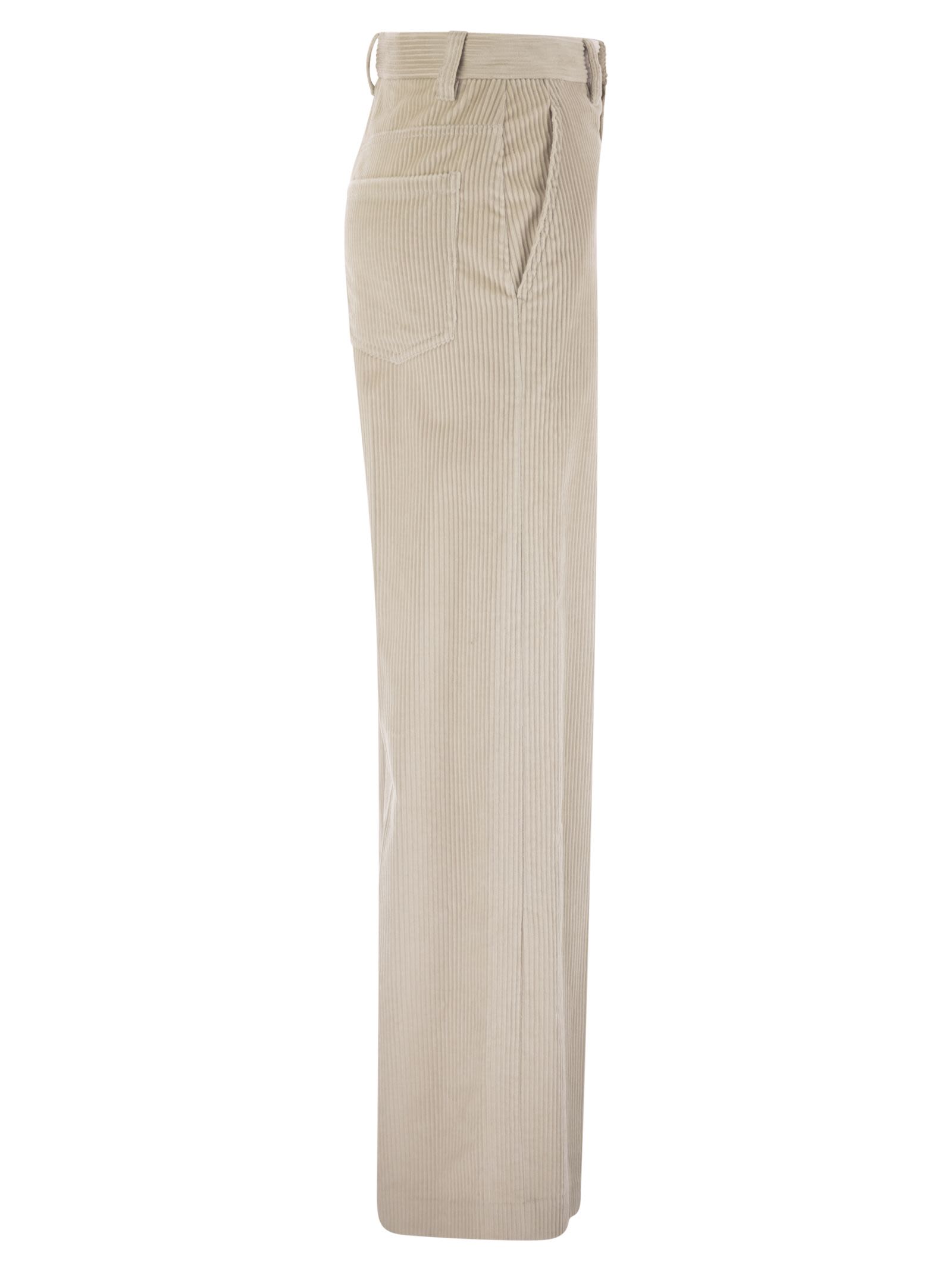 Brunello Cucinelli ladies Fluid Corduroy Sartorial Track Trousers wide leg cords pants