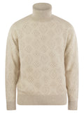 Brunello Cucinelli Men's Geometric Jacquard Turtleneck Sweater In Alpaca, Cotton And Wool