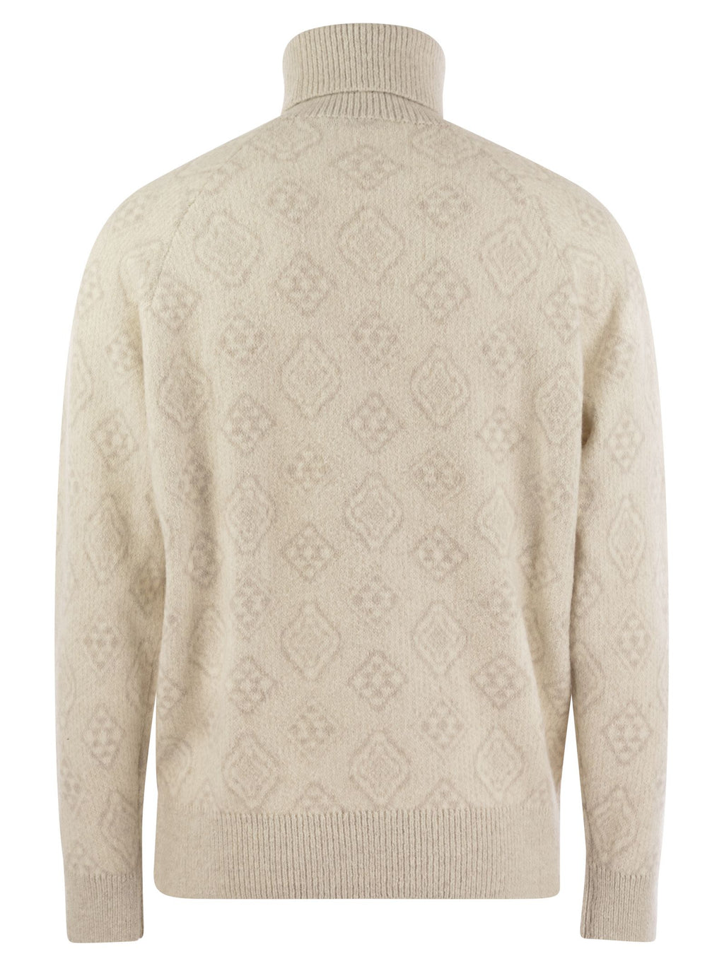 Brunello Cucinelli Men's Geometric Jacquard Turtleneck Sweater In Alpaca, Cotton And Wool