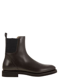 Brunello Cucinelli ladies Chelsea Boot In Matt Calfskin With Shiny Detail brown