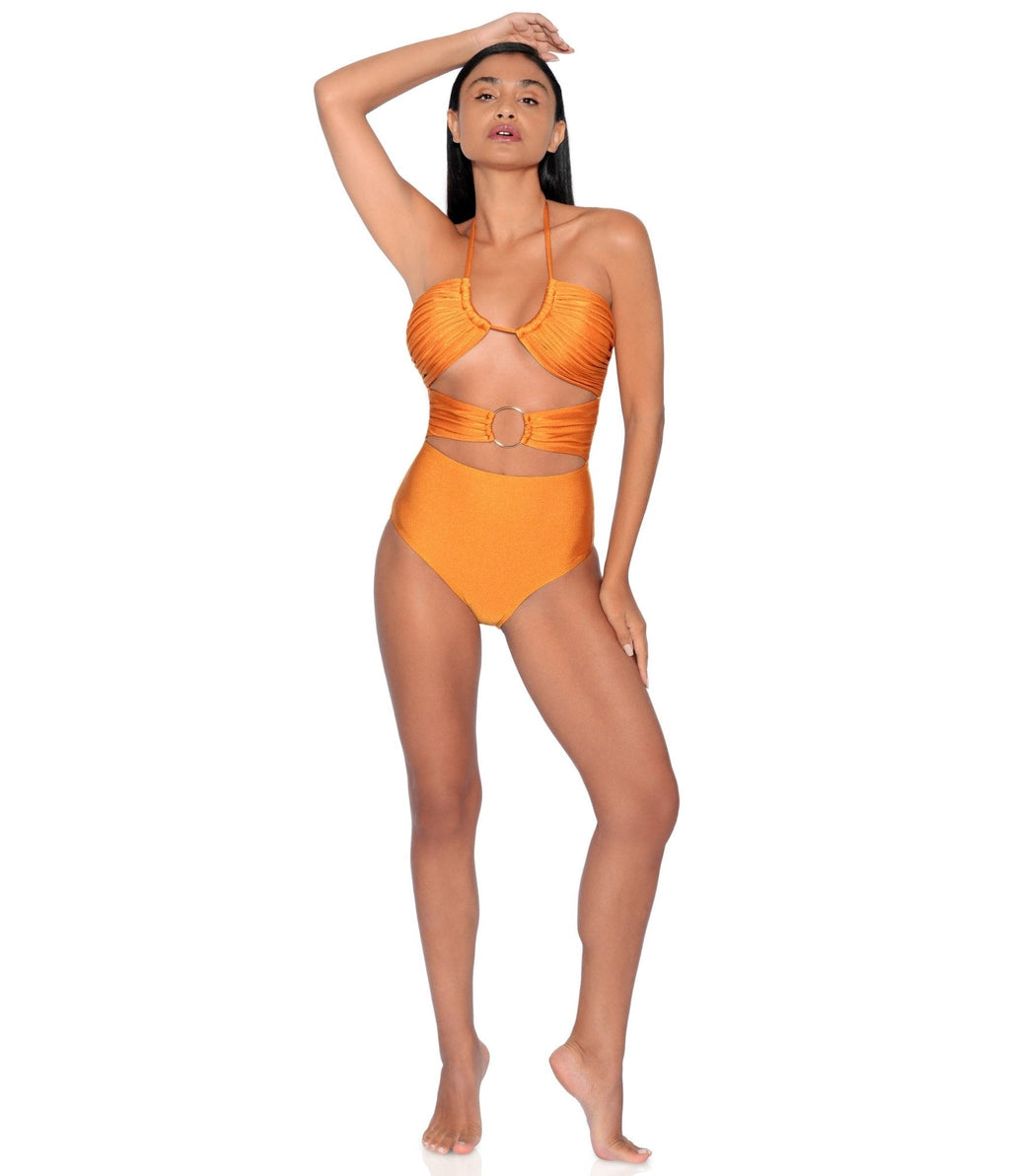 ATHENE ONE-PIECE Swimsuit SPF 50 18K gold plated hardware Macrame Luxury