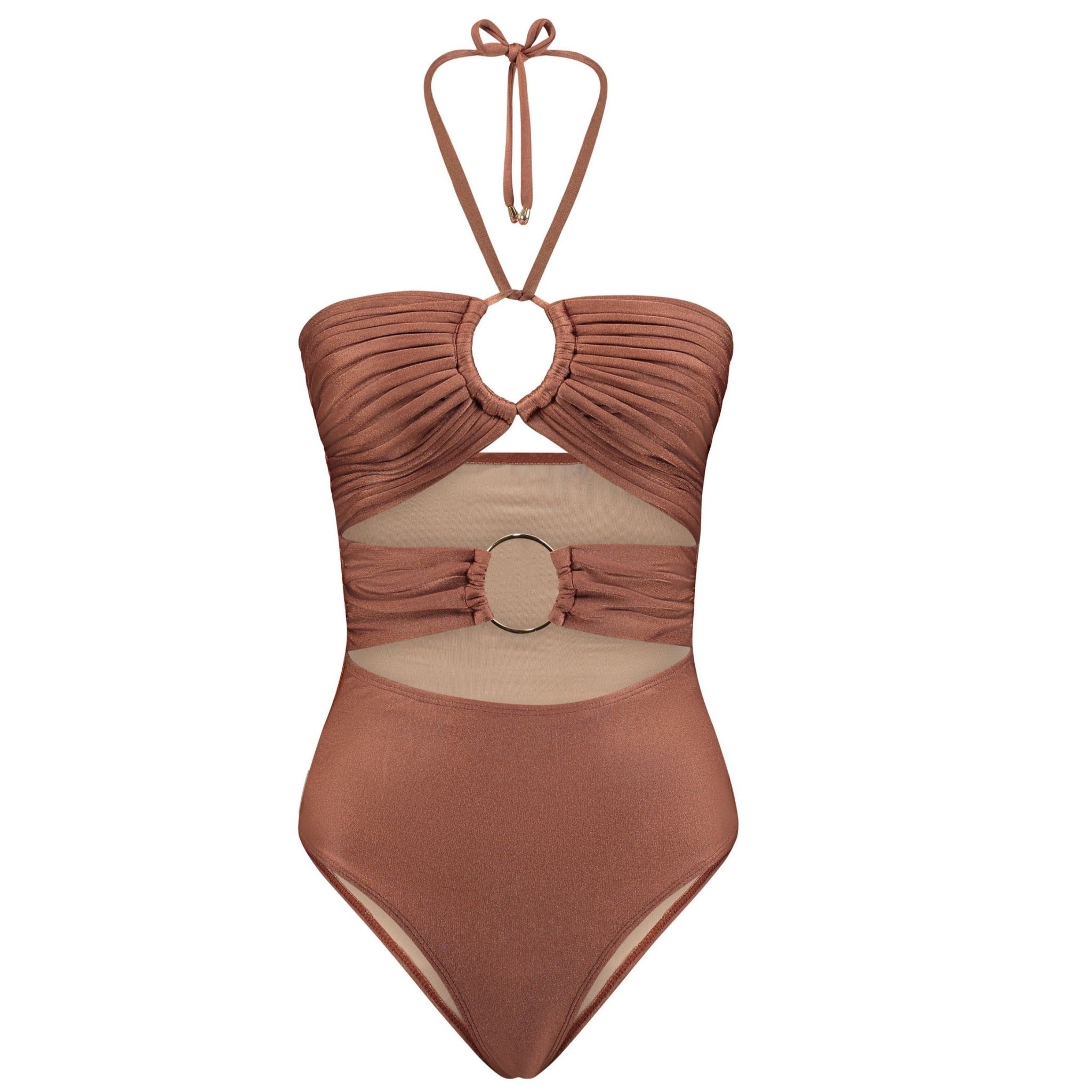 ATHENE ONE-PIECE Swimsuit SPF 50 18K gold plated hardware Macrame Luxury
