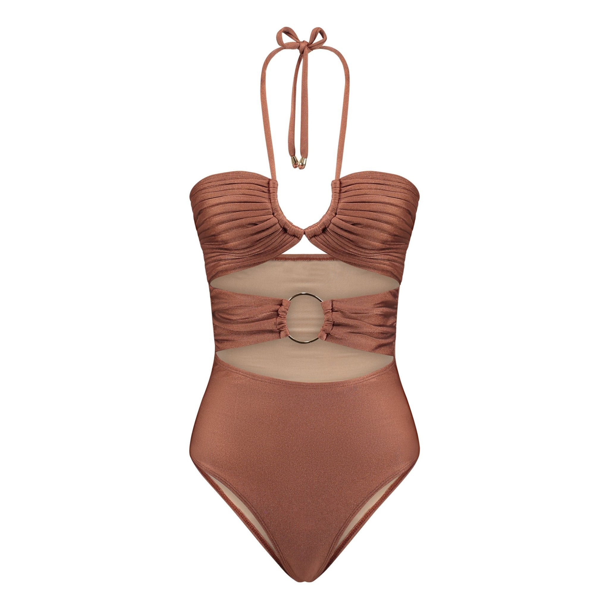 ATHENE ONE-PIECE Swimsuit SPF 50 18K gold plated hardware Macrame Luxury