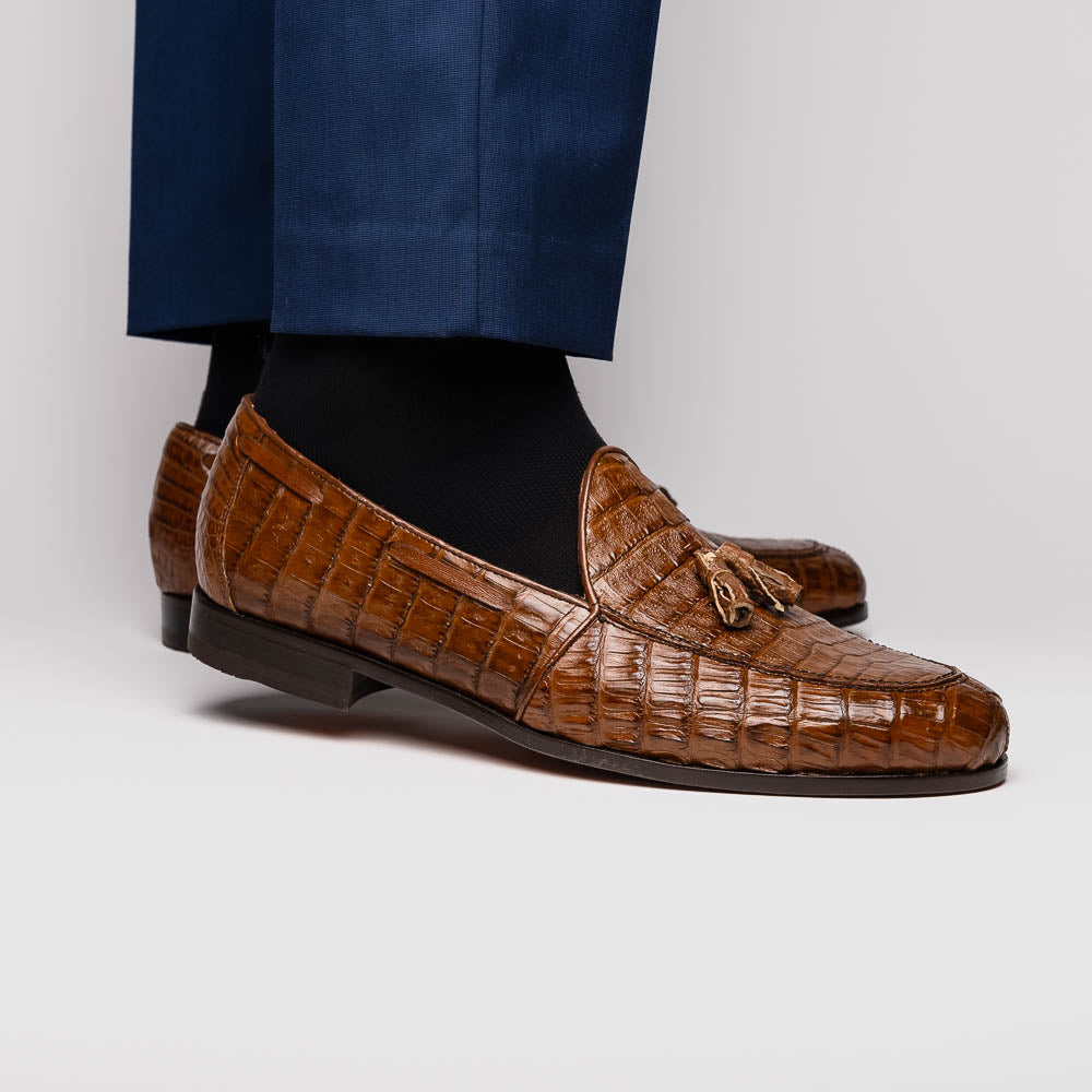 Bianchi Bay Apache Marco di Milano Genuine Caiman Crocodile Loafers Shoes Men's