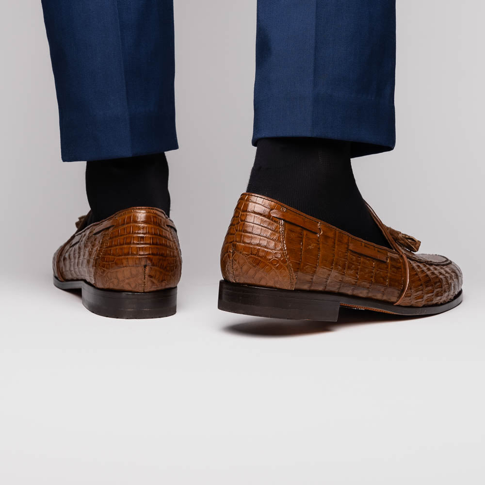 Bianchi Bay Apache Marco di Milano Genuine Caiman Crocodile Loafers Shoes Men's