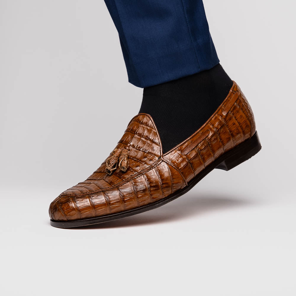 Bianchi Bay Apache Marco di Milano Genuine Caiman Crocodile Loafers Shoes Men's