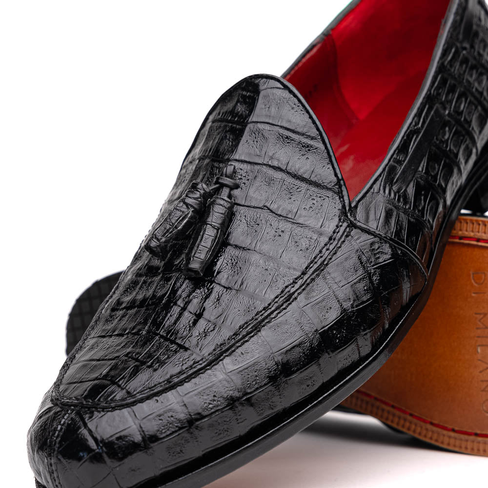 Bianchi men's Caiman Crocodile dress shoes tassel loafers