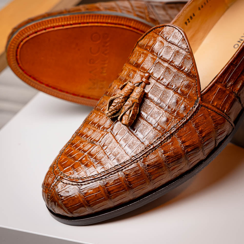 Bianchi Bay Apache Marco di Milano Genuine Caiman Crocodile Loafers Shoes Men's