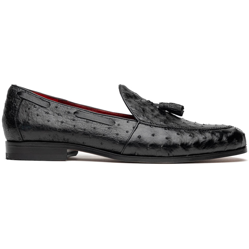 Aubiere genuine ostrich quill loafers shoes tasseled men's dress casual