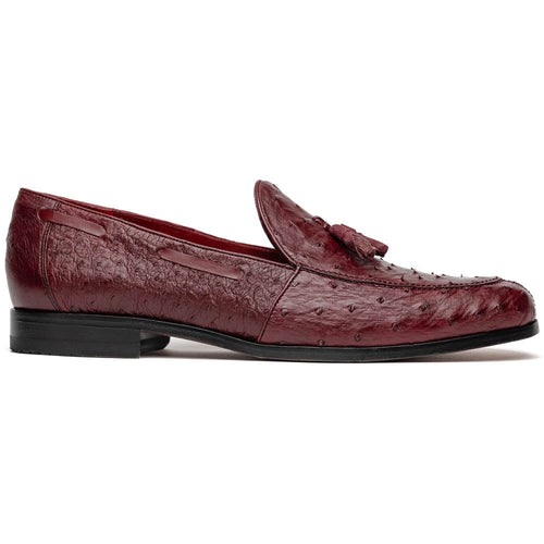 Aubiere Wine men's loafers genuine Ostrich quill shoes tassels