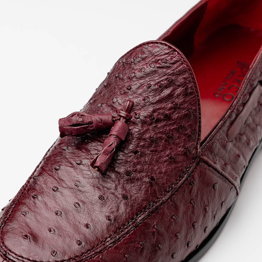 Aubiere Wine men's loafers genuine Ostrich quill shoes tassels