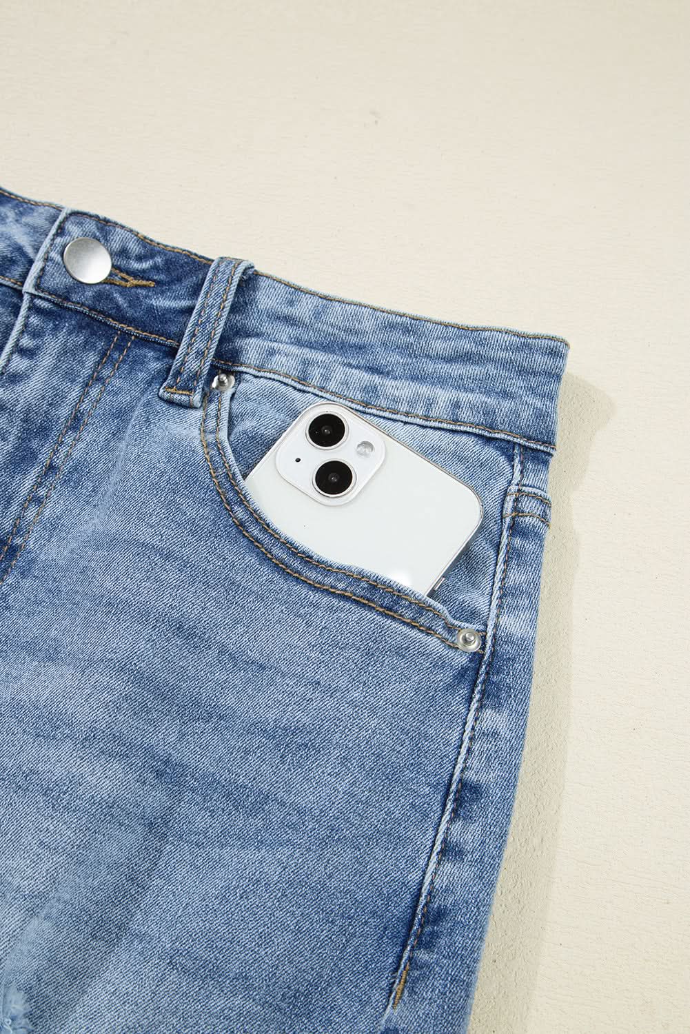 Myosotis Distressed Raw Hem Denim Midi Skirt Irregular Look Boutique