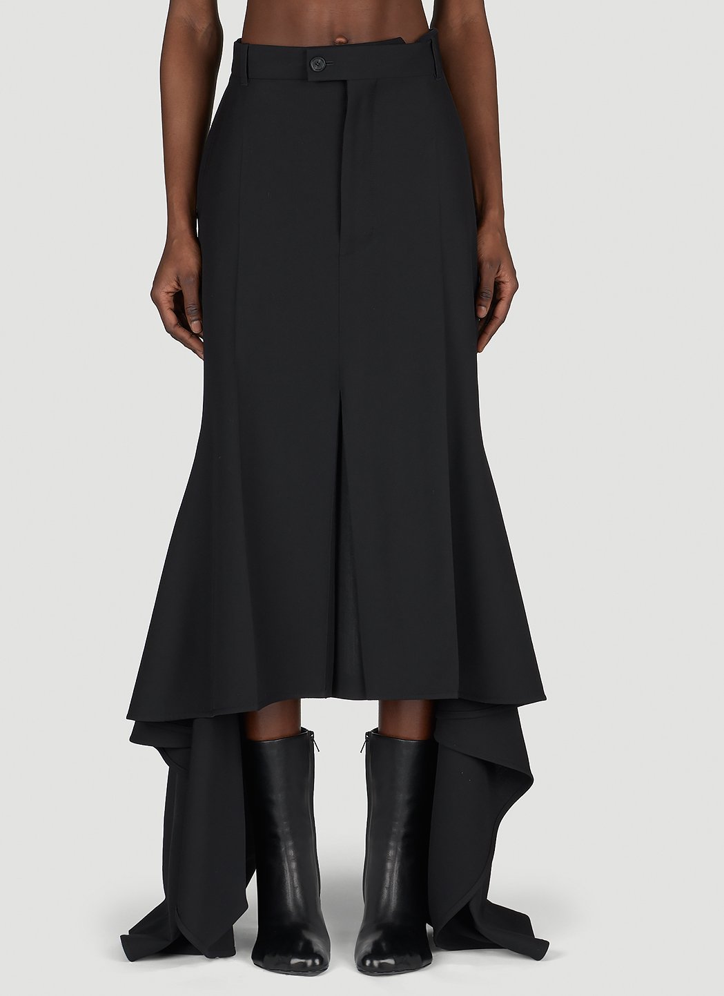 Balenciaga ladies Godet Draped Skirt asymmetric black