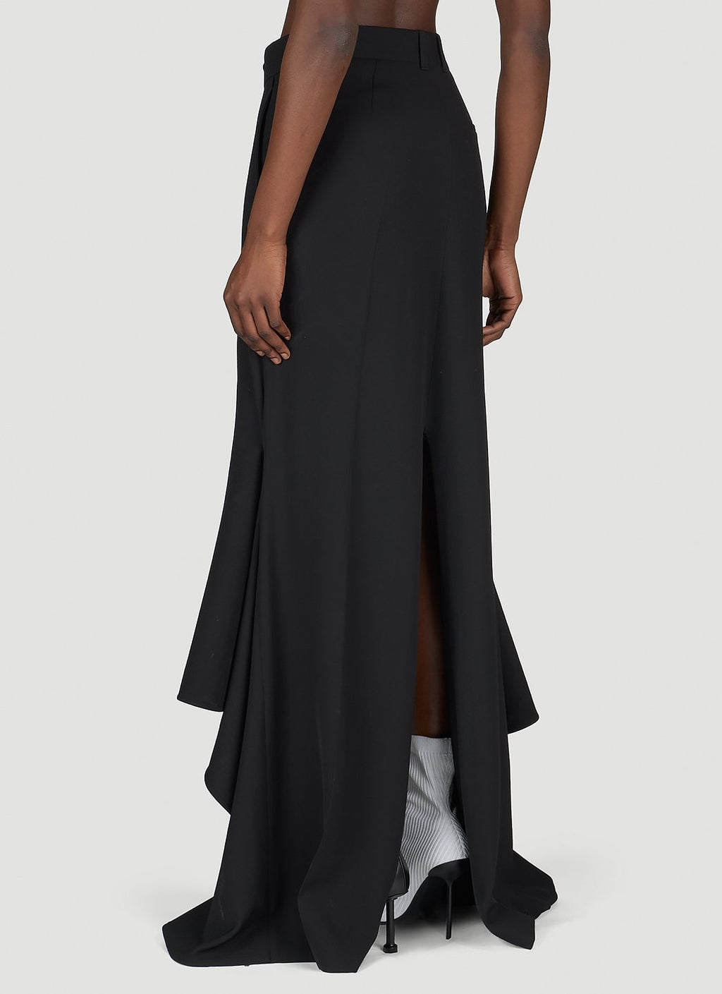 Balenciaga ladies Godet Draped Skirt asymmetric black