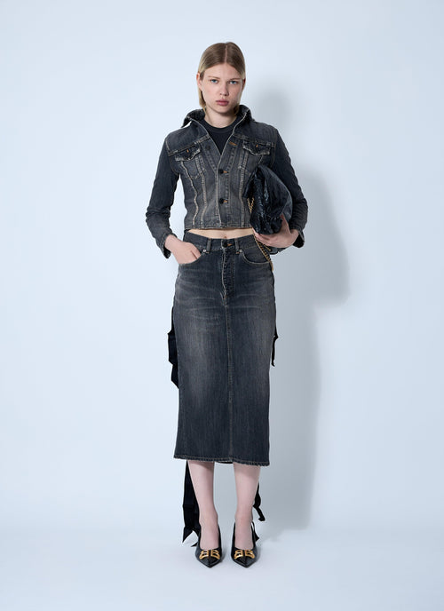 Balenciaga Ladies rear Lace-Up denim jean Skirt