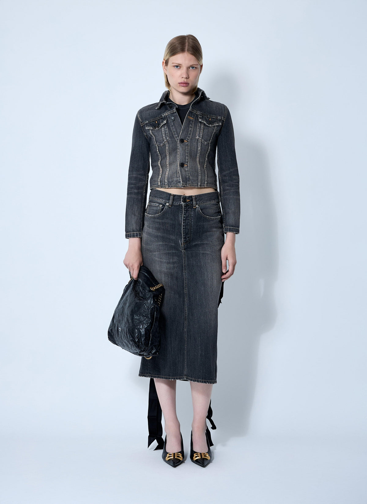 Balenciaga Ladies Lace-Up Back Denim Jacket Jean