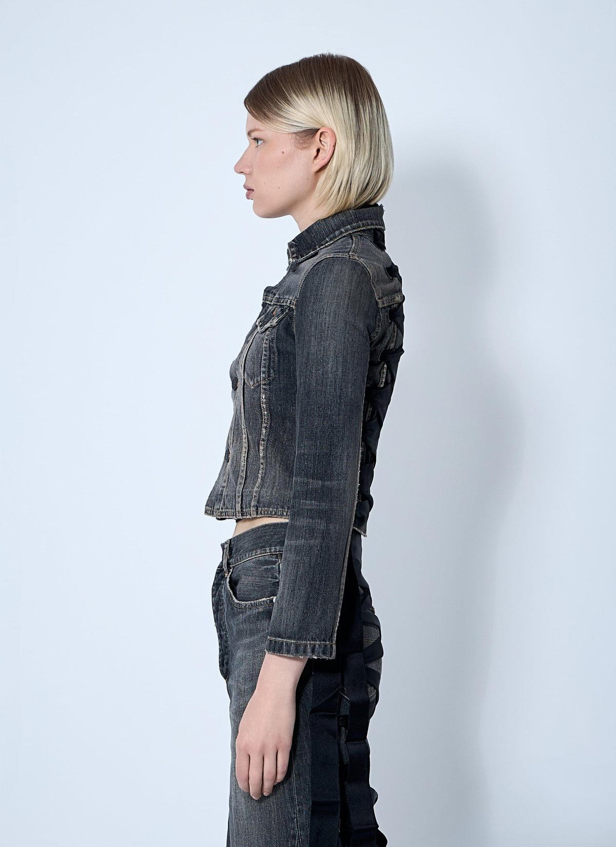 Balenciaga Ladies Lace-Up Back Denim Jacket Jean