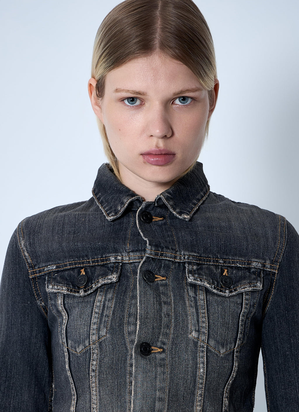 Balenciaga Ladies Lace-Up Back Denim Jacket Jean
