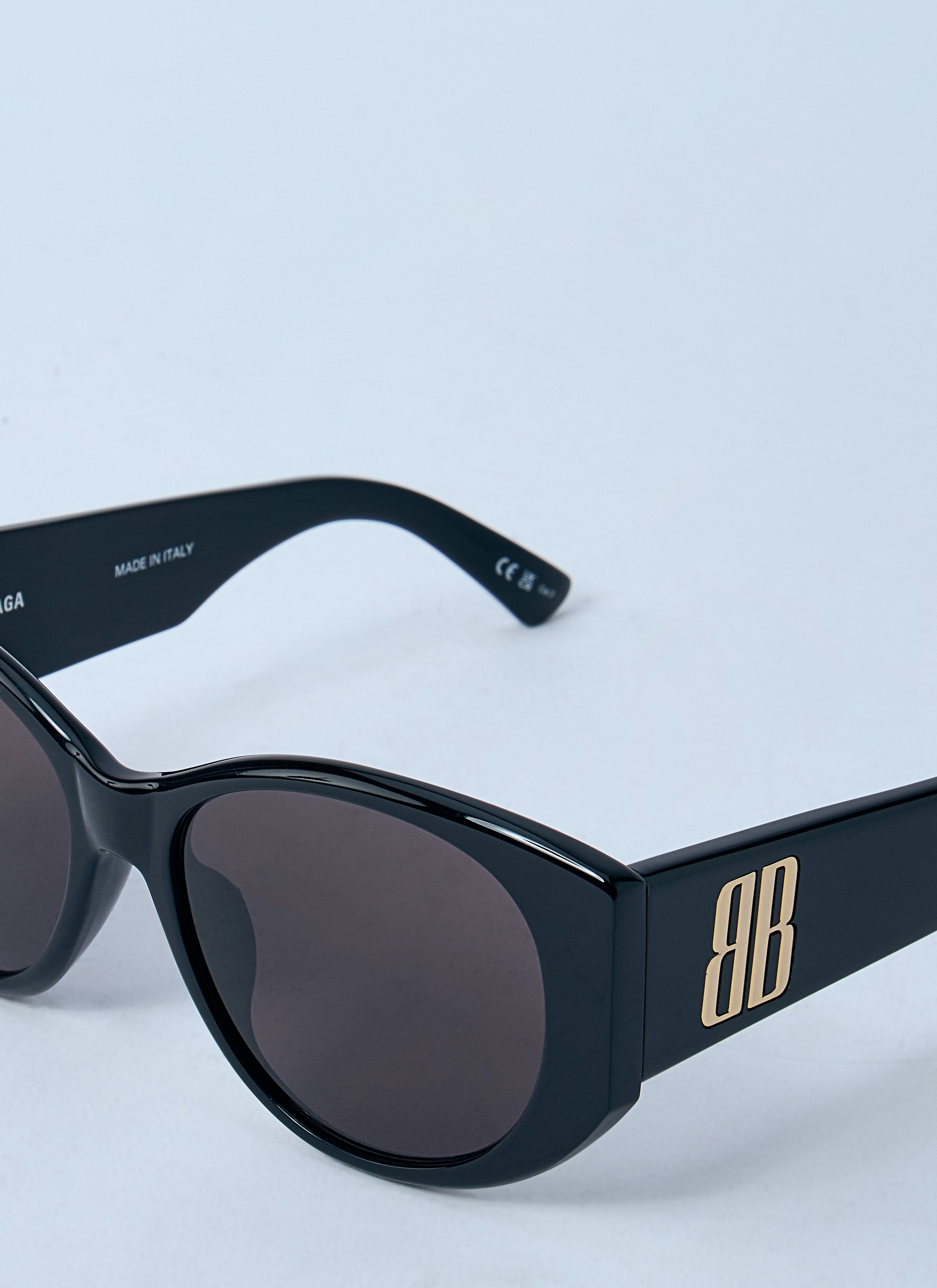 Balenciaga ladies Nano Round Sunglasses black side logo