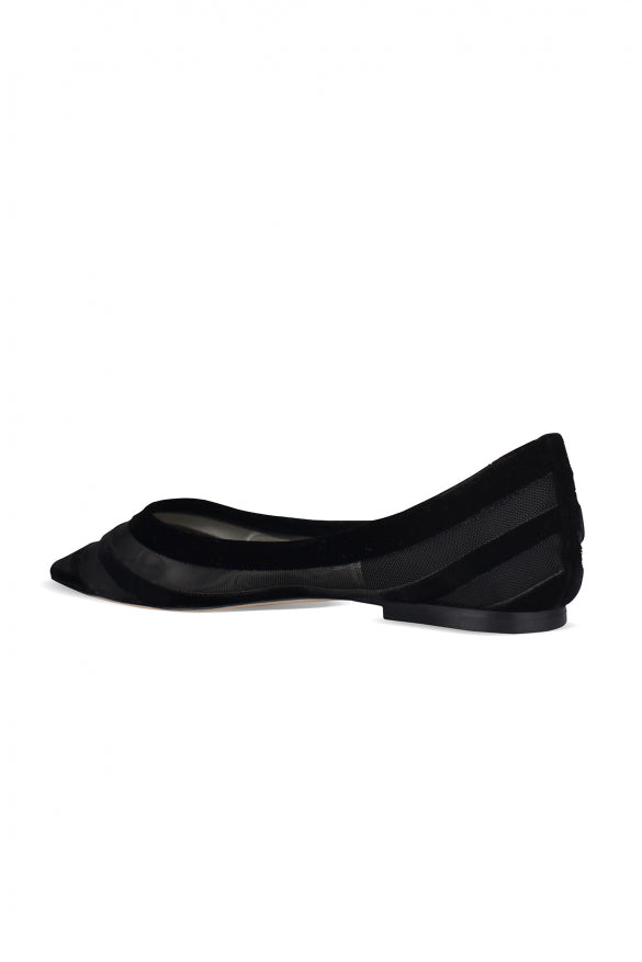 Jimmy Choo Ladies Love Ballerinas Flats Shoes velvet fishnet canvas