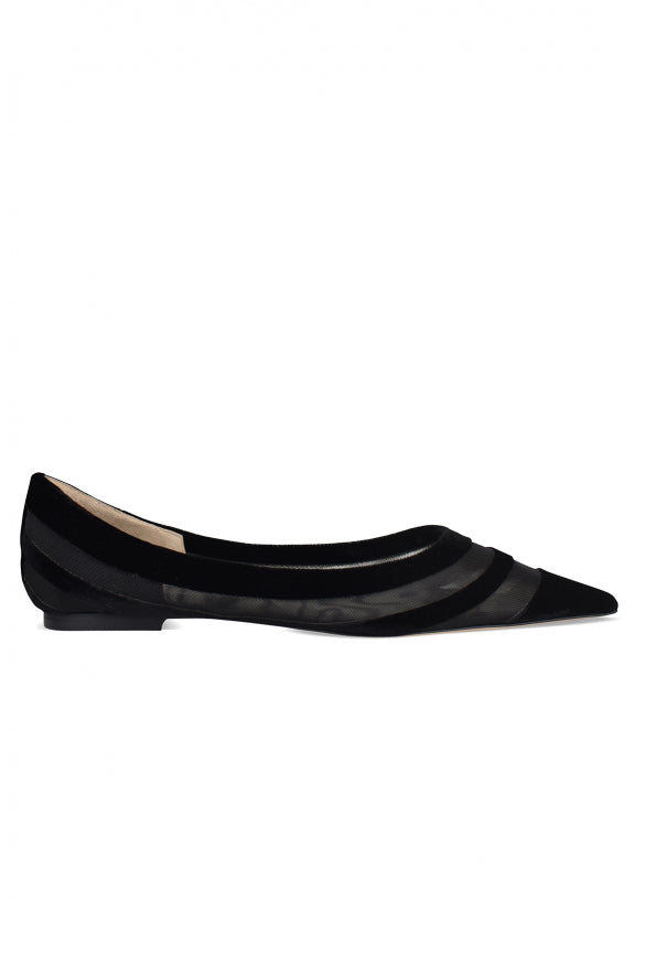 Jimmy Choo Ladies Love Ballerinas Flats Shoes velvet fishnet canvas